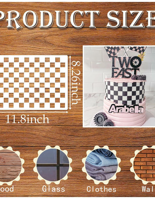 Load image into Gallery viewer, Script Stencil for Wood Painting French Writing Checkerboard Craft
