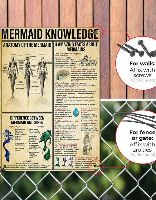 Load image into Gallery viewer, NEGLAI Mermaid Knowledge Metal Sign Poster Vintage Wall Art 16x12 Inches
