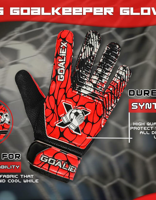 Load image into Gallery viewer, Soccer Goalie Gloves Youth Boys Double Wrist 4mm Super Grip Palm Size 3
