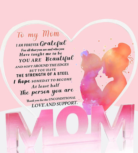 WUGUANSS Best Mom Ever Acrylic Plaque Pink Christmas Birthday Gift