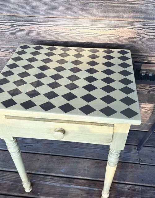 Load image into Gallery viewer, Script Stencil for Wood Painting French Writing Checkerboard Craft
