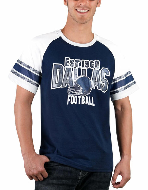 Load image into Gallery viewer, Fansamer Mens Vintage Striped City Football Tee White Navy Size XXL
