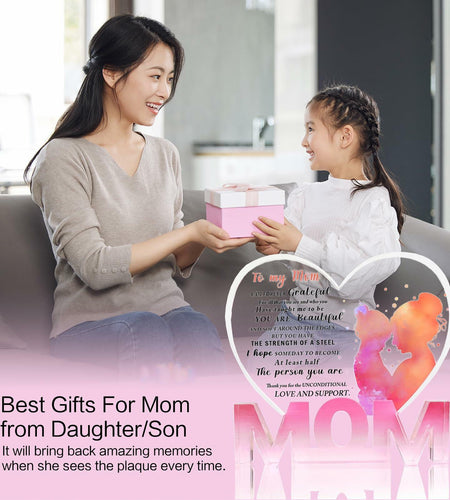 WUGUANSS Best Mom Ever Acrylic Plaque Pink Christmas Birthday Gift