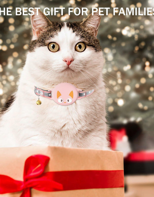 Load image into Gallery viewer, Odokele AirTag Cat Collar Breakaway Reflective with Bell Pink 9-13 in
