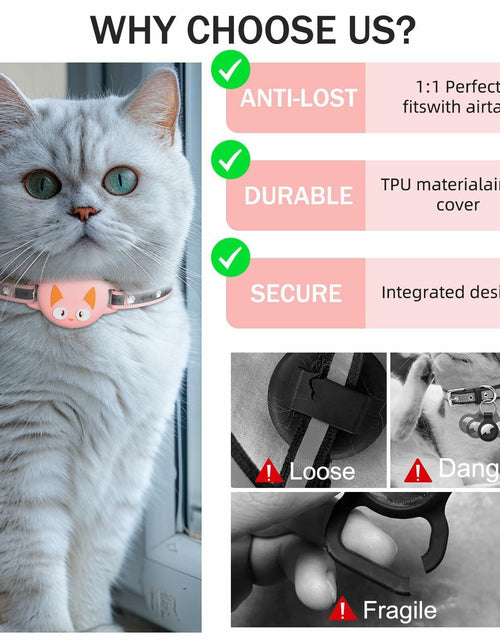 Load image into Gallery viewer, Odokele AirTag Cat Collar Breakaway Reflective with Bell Pink 9-13 in
