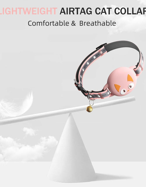 Load image into Gallery viewer, Odokele AirTag Cat Collar Breakaway Reflective with Bell Pink 9-13 in
