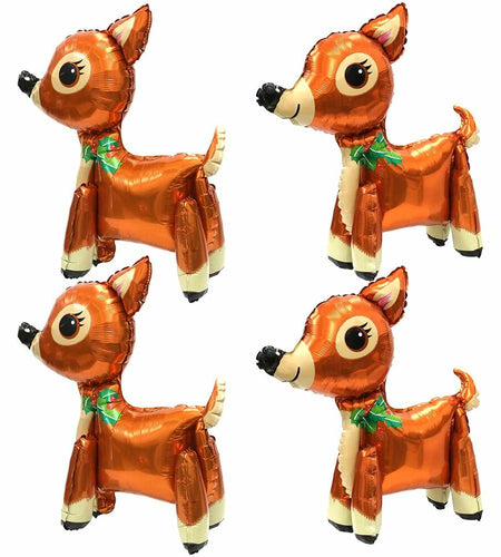Deermon Christmas Reindeer Walking Animal Balloon Brown Large 4pcs