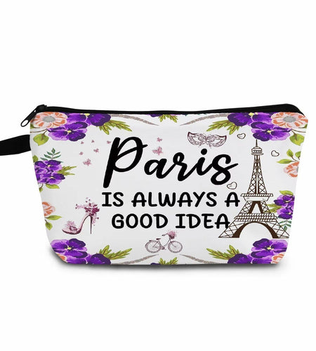 YULUENZE Paris Makeup Bag Eiffel Tower Travel Cosmetic Zipper Pouch