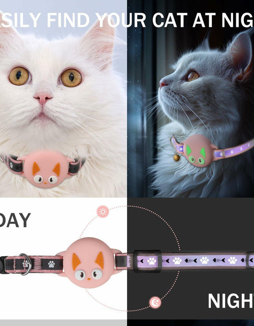 Load image into Gallery viewer, Odokele AirTag Cat Collar Breakaway Reflective with Bell Pink 9-13 in
