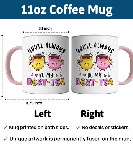 KINAPATO Friend Mug Funny Bestie Gift White Pink 11oz Ceramic