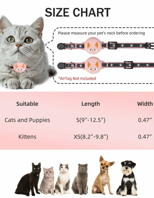 Load image into Gallery viewer, Odokele AirTag Cat Collar Breakaway Reflective with Bell Pink 9-13 in
