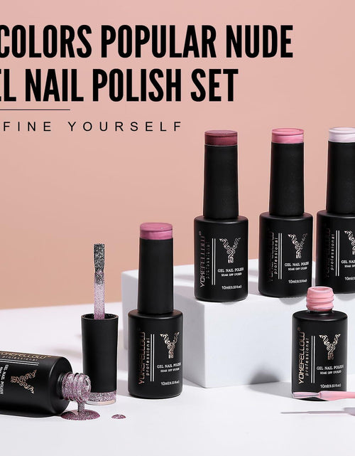 Load image into Gallery viewer, YOKE FELLOW Gel Nail Polish Set 6 Pcs 10ML Nude Pink Glitter Gel Polish
