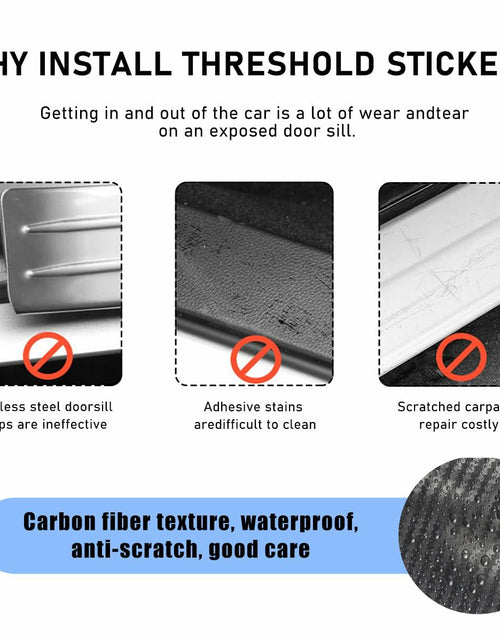 Load image into Gallery viewer, povtii Car Door Sill Protector 4 Pcs Carbon Fiber Anti Scratch Black
