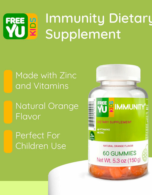 Load image into Gallery viewer, FREEYU Kids Immunity Multivitamin Gummies B12 Zinc Vitamin C 60ct

