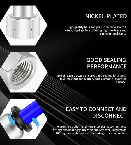 QITUO Push to Connect Fittings 8mm x 1/4 NPT Male Straight 15 Pcs