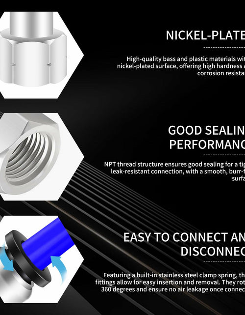 Load image into Gallery viewer, QITUO Push to Connect Fittings 8mm x 1/4 NPT Male Straight 15 Pcs

