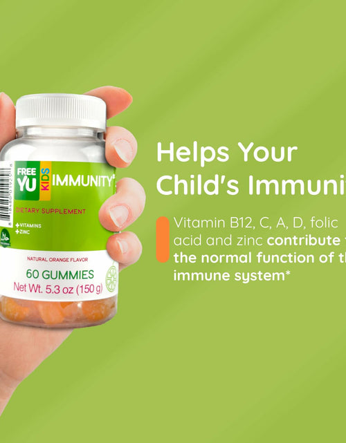 Load image into Gallery viewer, FREEYU Kids Immunity Multivitamin Gummies B12 Zinc Vitamin C 60ct
