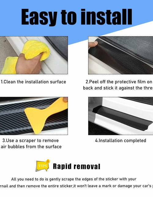 Load image into Gallery viewer, povtii Car Door Sill Protector 4 Pcs Carbon Fiber Anti Scratch Black
