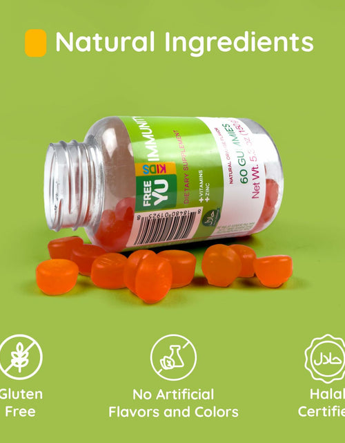 Load image into Gallery viewer, FREEYU Kids Immunity Multivitamin Gummies B12 Zinc Vitamin C 60ct
