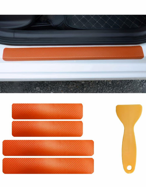Load image into Gallery viewer, povtii 4PCS Car Door Sill Protector 3D Carbon Fiber Green Anti-Scratch
