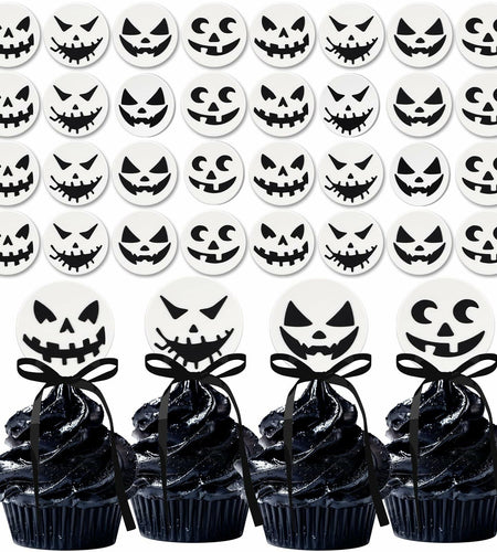 Amyhill Halloween Ghost Cupcake Toppers Rings 48 Pack Party Supplies