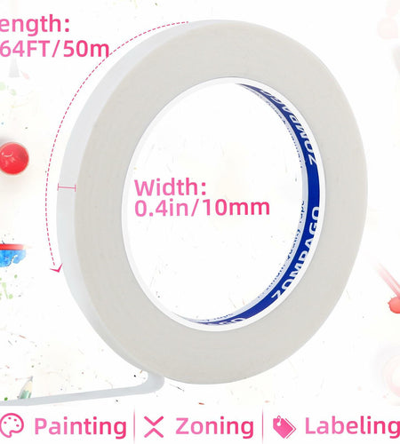 ZOMPAGO Beige Art Tape 0.4in x 164ft Removable Low Tack Masking Tape