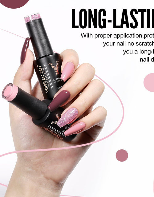 Load image into Gallery viewer, YOKE FELLOW Gel Nail Polish Set 6 Pcs 10ML Nude Pink Glitter Gel Polish
