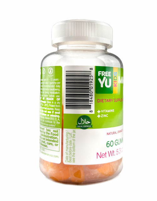 Load image into Gallery viewer, FREEYU Kids Immunity Multivitamin Gummies B12 Zinc Vitamin C 60ct
