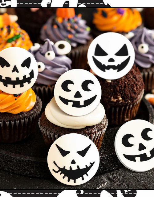 Load image into Gallery viewer, Amyhill Halloween Ghost Cupcake Toppers Rings 48 Pack Party Supplies
