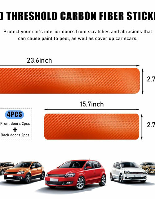 Load image into Gallery viewer, povtii Car Door Sill Protector 4 Pcs Carbon Fiber Anti Scratch Black
