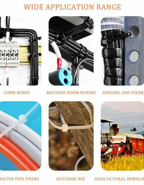 Load image into Gallery viewer, AUHKO 8in Heavy Duty Nylon Zip Cable Ties White 121lbs Tensile Strength
