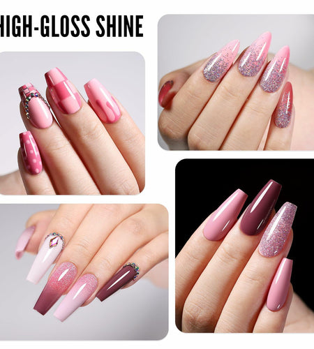 YOKE FELLOW Gel Nail Polish Set 6 Pcs 10ML Nude Pink Glitter Gel Polish