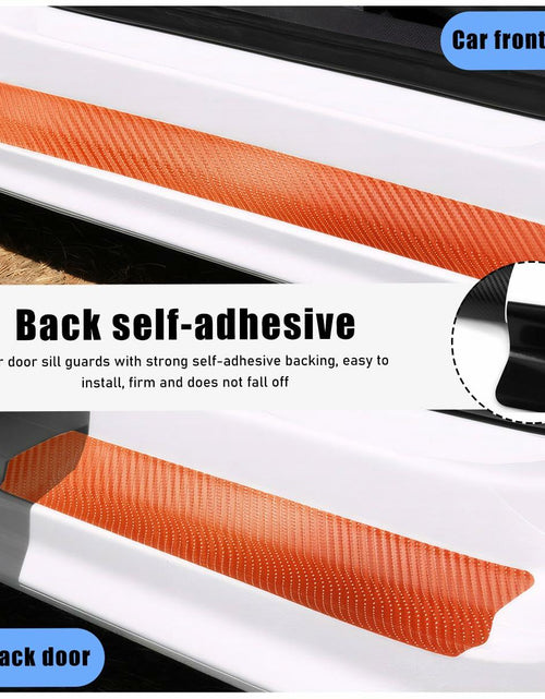 Load image into Gallery viewer, povtii Car Door Sill Protector 4 Pcs Carbon Fiber Anti Scratch Black
