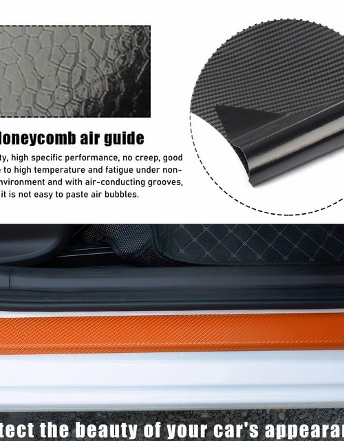 Load image into Gallery viewer, povtii Car Door Sill Protector 4 Pcs Carbon Fiber Anti Scratch Black
