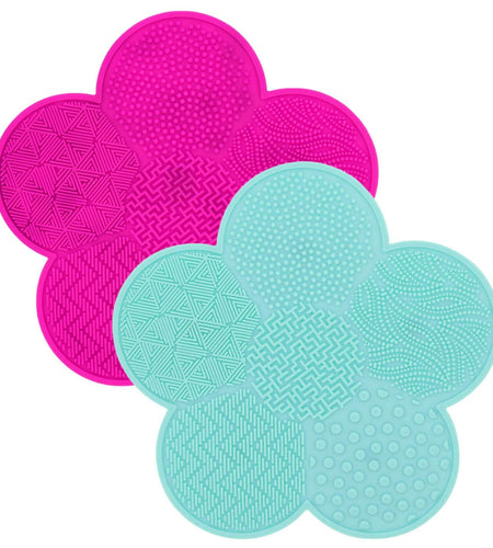 OUYFBO Makeup Brush Cleaning Pad 2 Pack Silicone Cleaner Mat w Suction