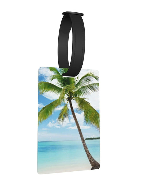 Load image into Gallery viewer, Palm Tree Luggage Tag Blue Ocean Travel Bag ID Tag Adjustable Strap
