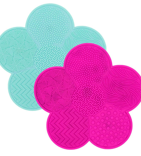 OUYFBO Makeup Brush Cleaning Pad 2 Pack Silicone Cleaner Mat w Suction