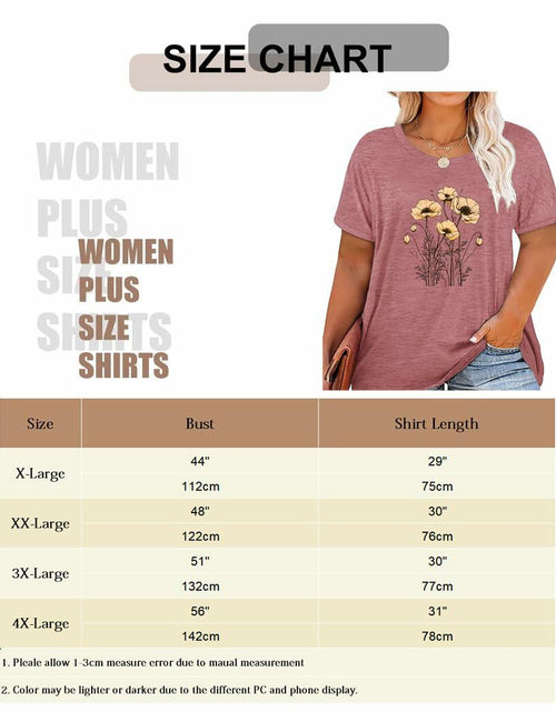 Load image into Gallery viewer, GeLivable Women Plus Size Floral Graphic O Neck Short Sleeve T Shirt
