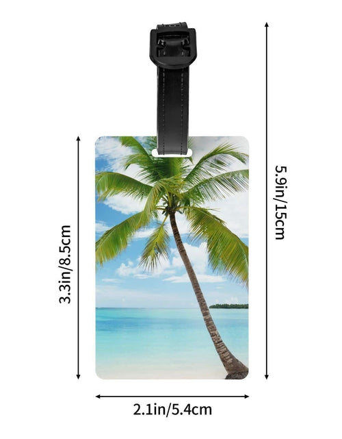 Load image into Gallery viewer, Palm Tree Luggage Tag Blue Ocean Travel Bag ID Tag Adjustable Strap
