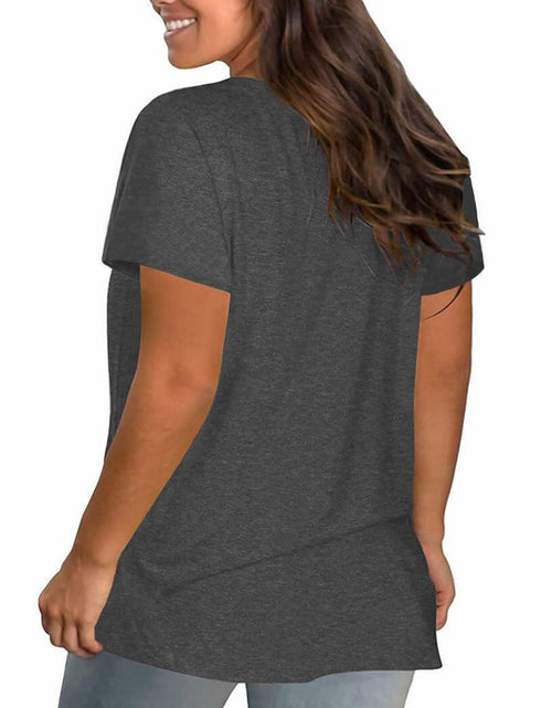 Load image into Gallery viewer, GeLivable Women Plus Size Floral Graphic O Neck Short Sleeve T Shirt
