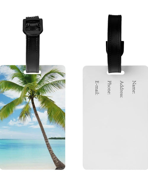 Load image into Gallery viewer, Palm Tree Luggage Tag Blue Ocean Travel Bag ID Tag Adjustable Strap
