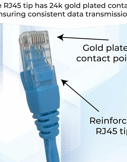Load image into Gallery viewer, NTCFL Cat6 Patch Cable 1m Light Blue 10Gbps 250MHz Gold Plated Tips
