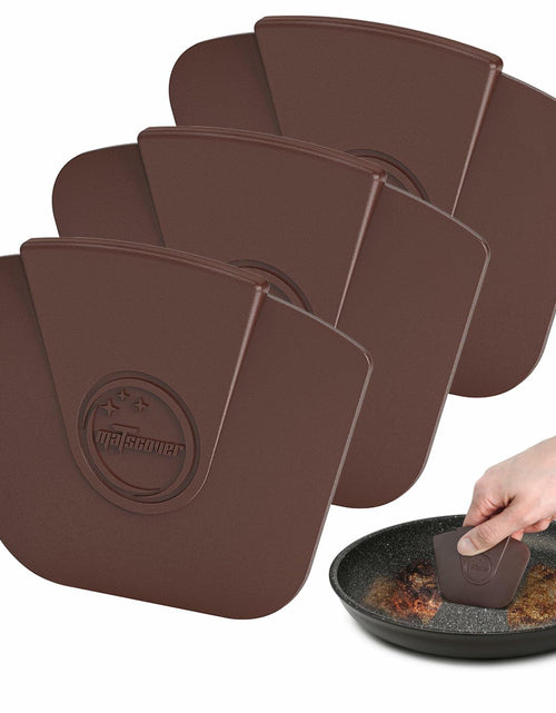 Load image into Gallery viewer, Pan Scraper Pot Scraper Plastic for Cast Iron Cookware 6 Pcs Brown
