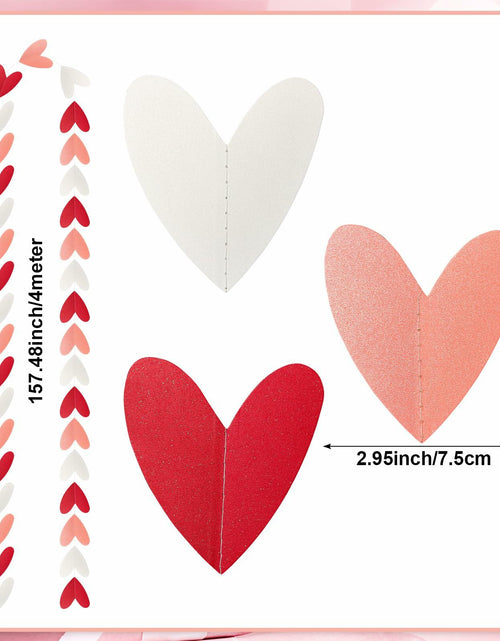 Load image into Gallery viewer, Heliltd Heart Garland 39ft Pink Red White Paper Banner Party Decor
