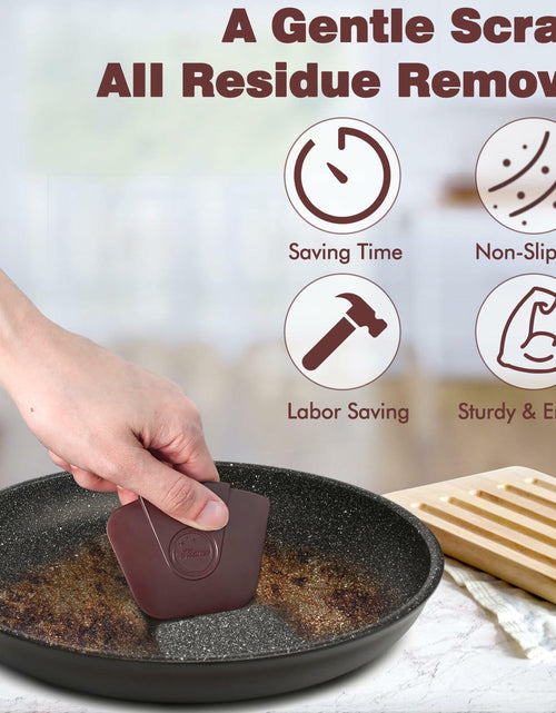 Load image into Gallery viewer, Pan Scraper Pot Scraper Plastic for Cast Iron Cookware 6 Pcs Brown
