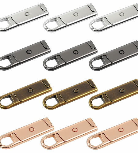 12 Pcs Metal Zipper Pull Tab Replacement Detachable Zipper Handles