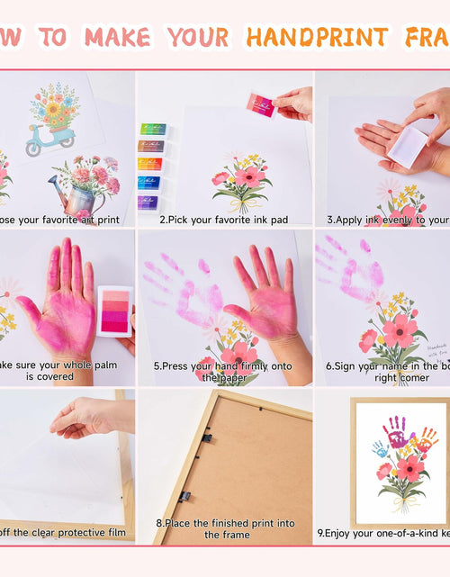Load image into Gallery viewer, CHERRY CHEERS Flower Bouquet Handprint Art Kit 3 Sheets 6 Colors White Canvas
