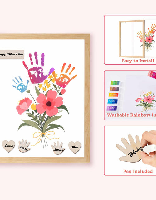 Load image into Gallery viewer, CHERRY CHEERS Flower Bouquet Handprint Art Kit 3 Sheets 6 Colors White Canvas
