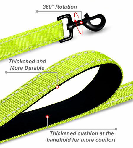 Htnlbqy Dog Leash Large Nylon Reinforced Reflective 5FT Bright Green