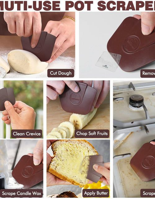 Load image into Gallery viewer, Pan Scraper Pot Scraper Plastic for Cast Iron Cookware 6 Pcs Brown
